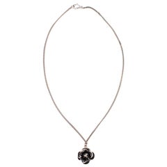 Chanel Black Enamel Camellia Necklace