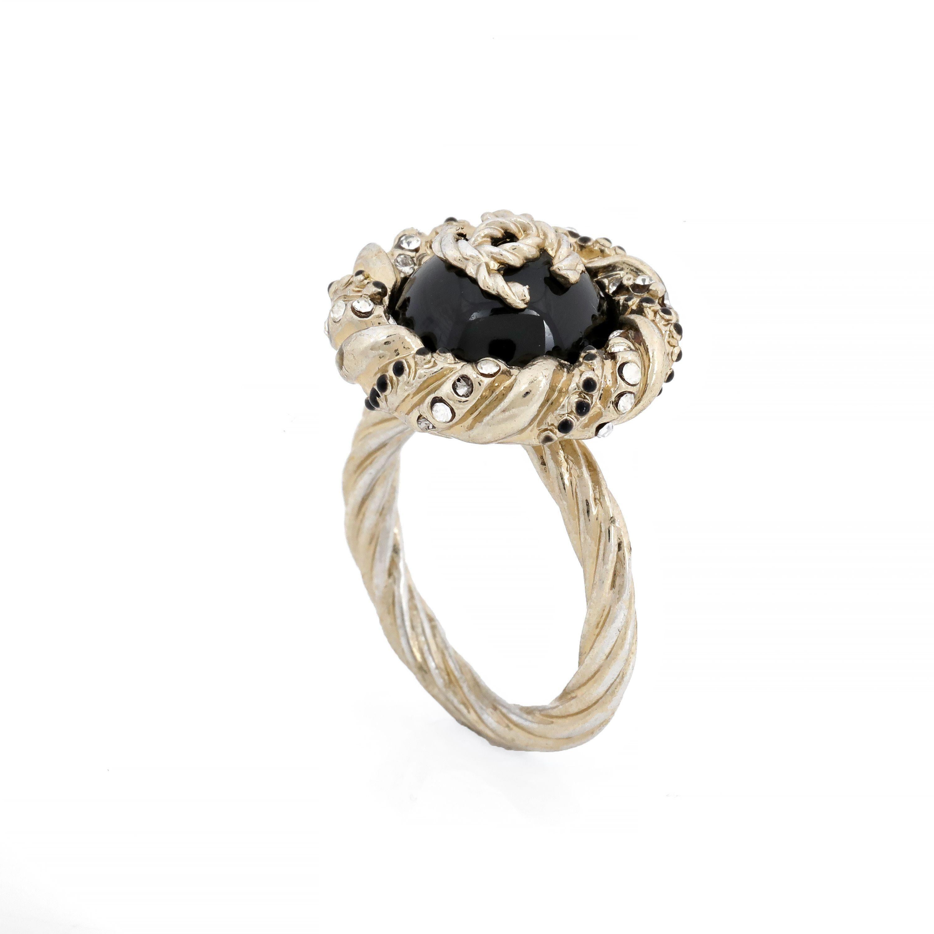 Chanel Black Enamel Ring with CC Center  1