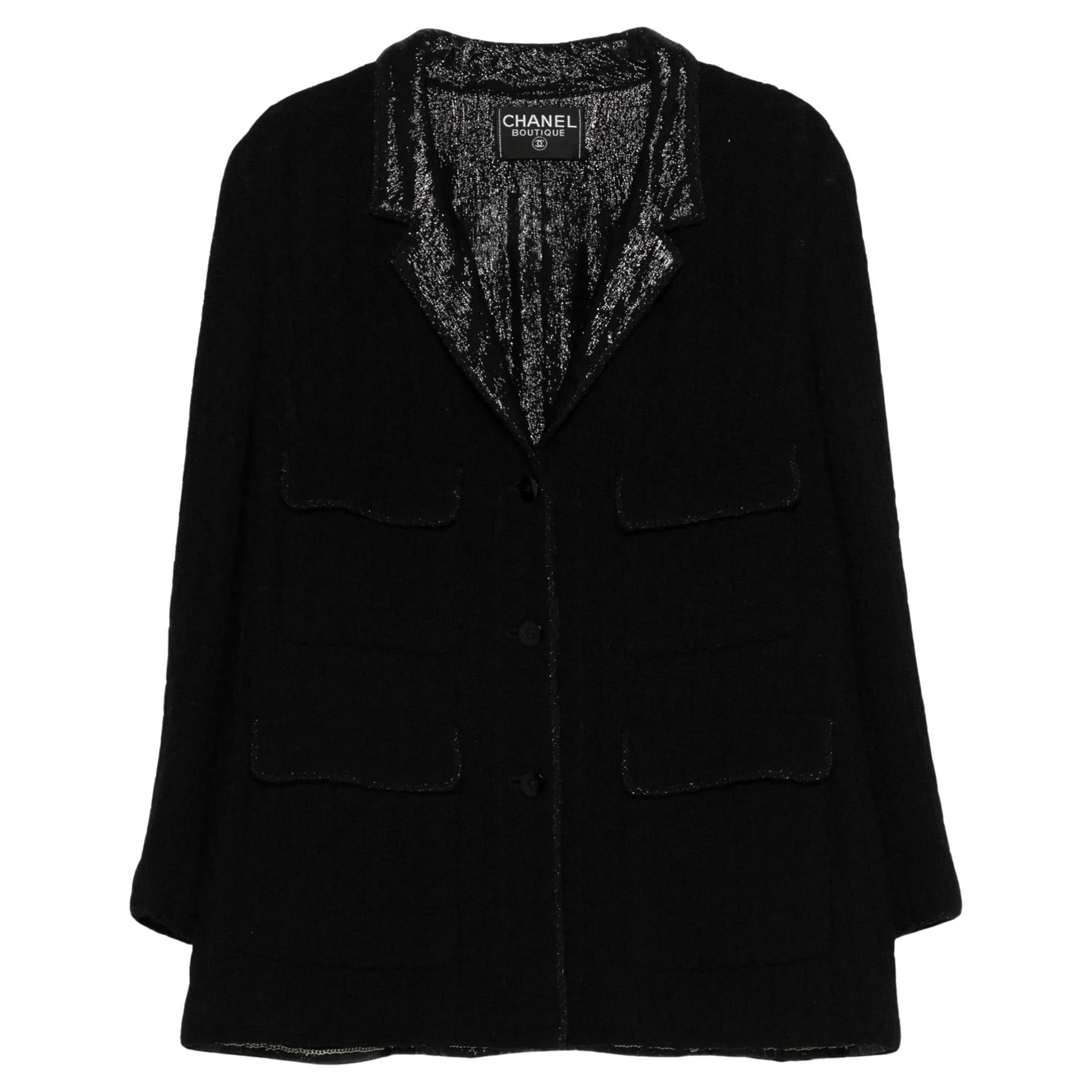 Chanel Black Evening Tweed Jacket en venta