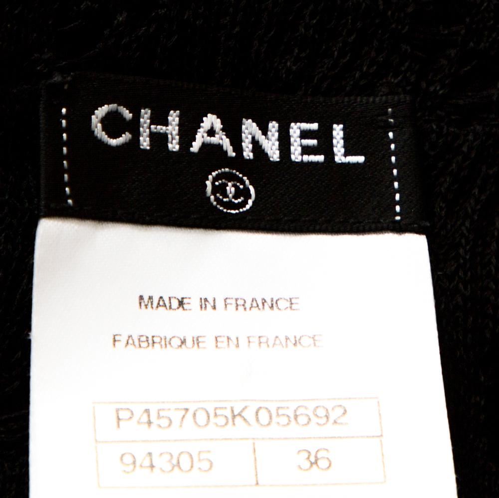 Women's Chanel Black Eyelet Knit Silk Cardigan S