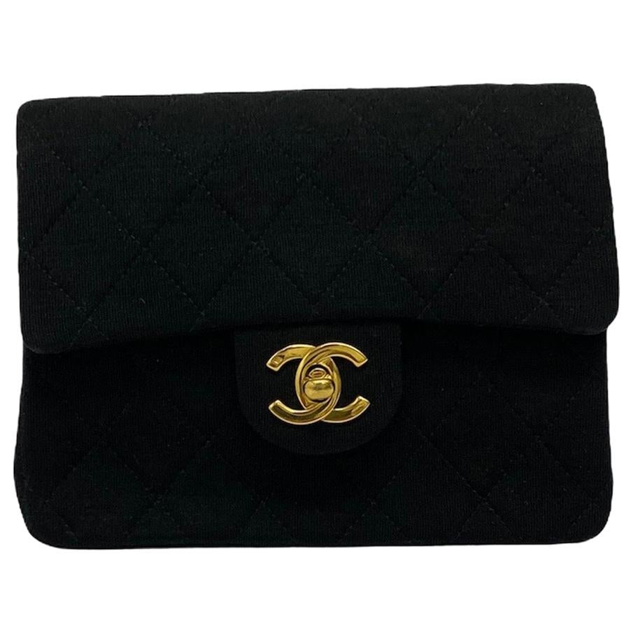 Chanel Black Fabbric Mini Flap Bag