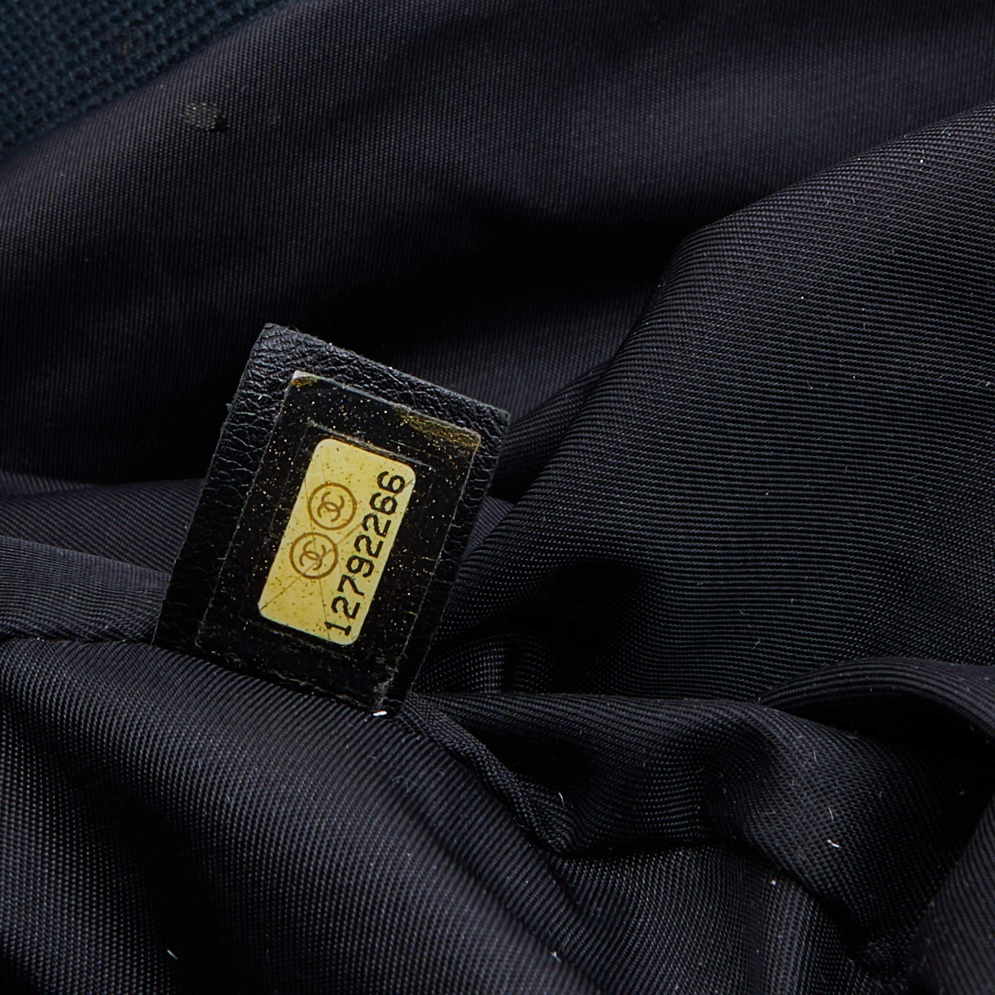 Chanel Black Fabric And Canvas Front Pocket Tote In Good Condition In Dubai, Al Qouz 2