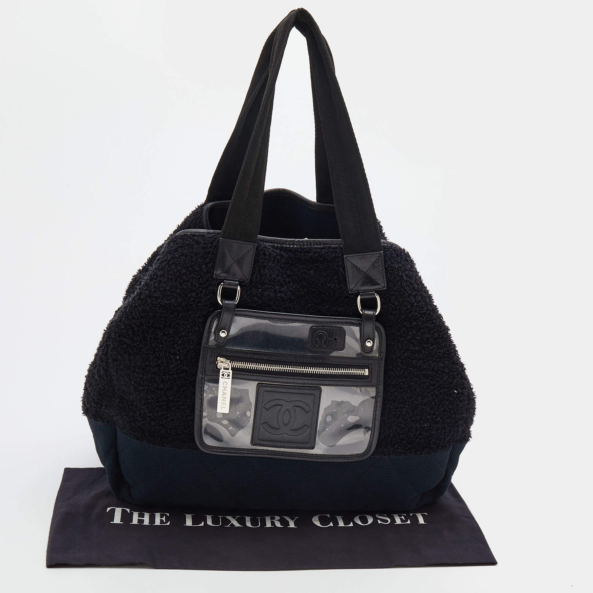 Chanel Black Fabric And Canvas Front Pocket Tote 3