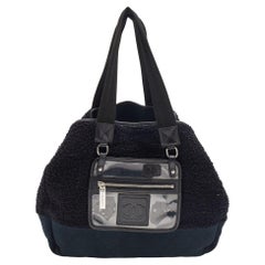 Chanel Black Fabric And Canvas Front Pocket Tote