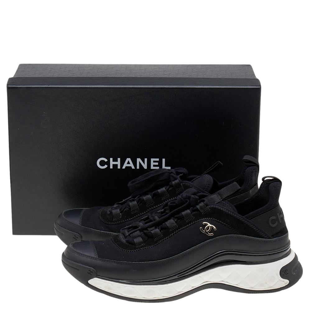 Chanel Black Fabric and Leather Sport Trail Sneakers Size 40.5 1