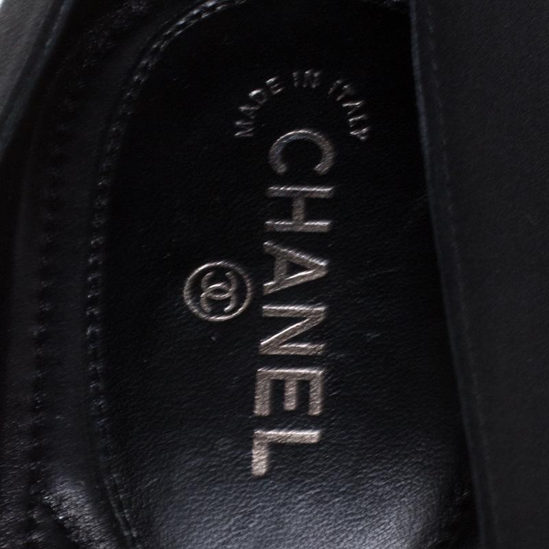 Chanel Black Fabric And White Camellia Tulle Ballet Flats Size 40 3