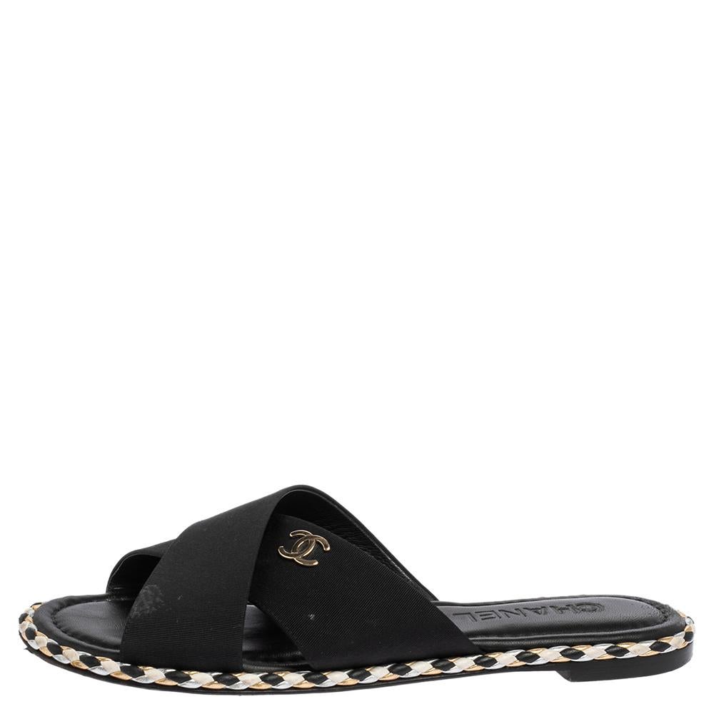 chanel criss cross sandals