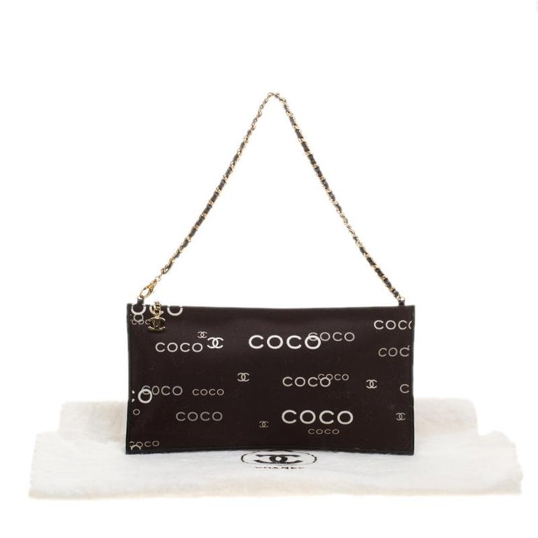 Chanel Black Fabric Coco Chain Pouch For Sale at 1stDibs