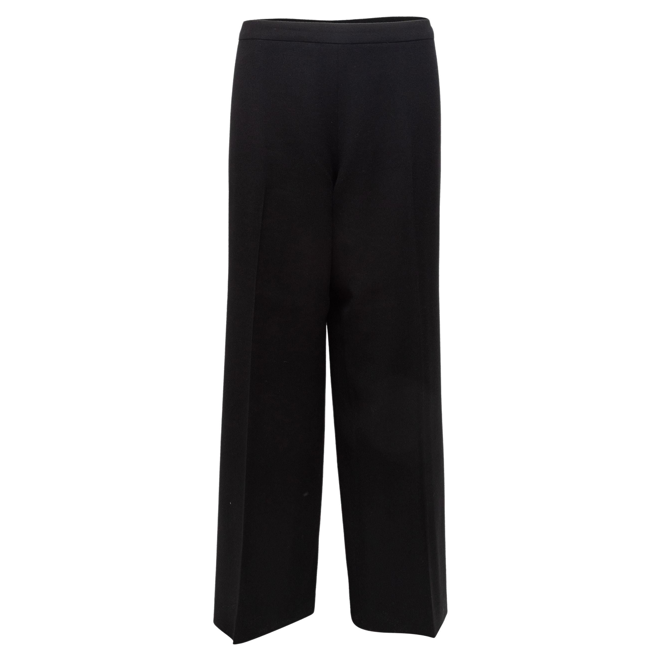 CHANEL Size 10 Brown Cotton Leather Trim Straight Casual Pants