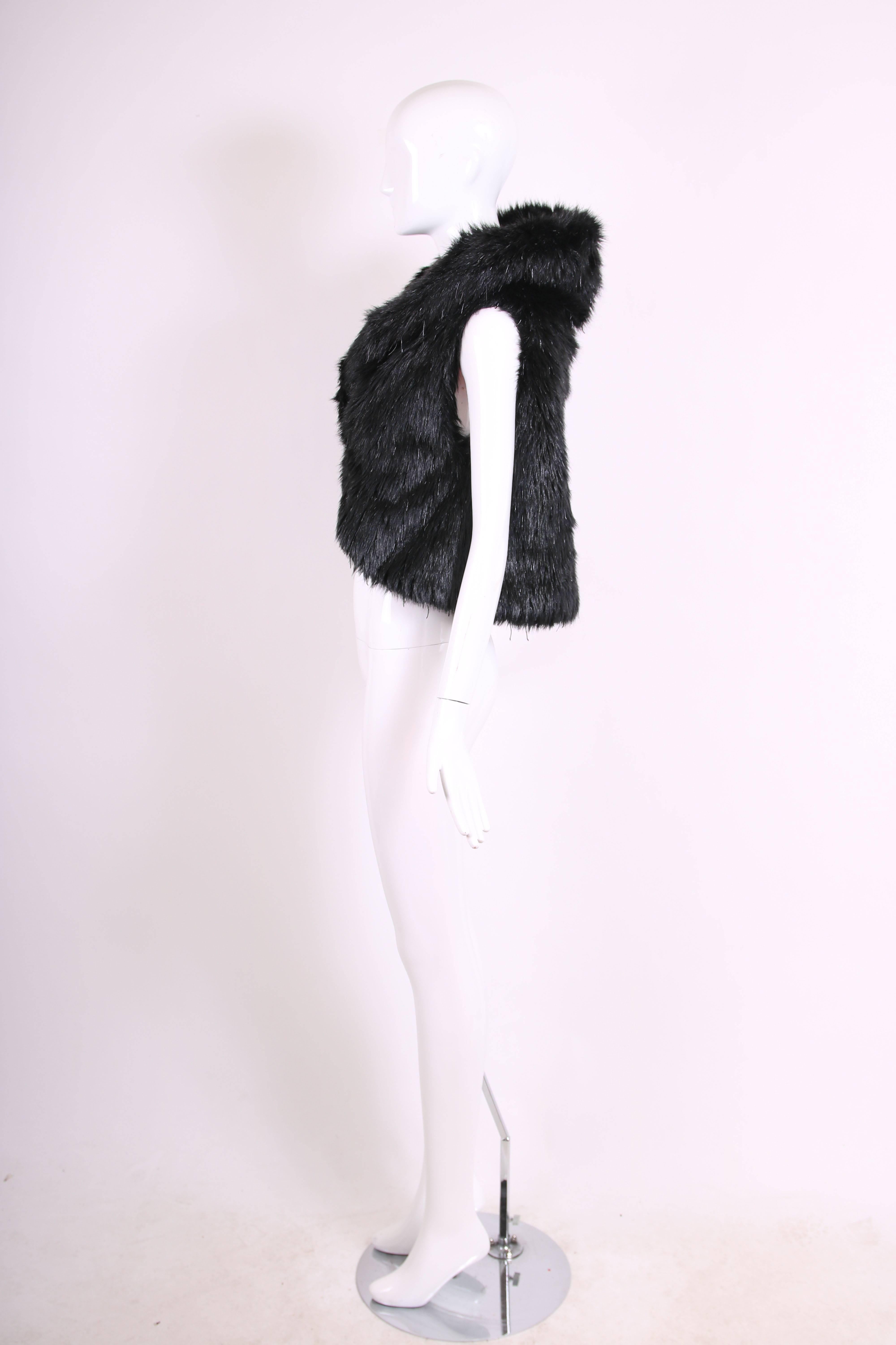 black faux fur vest