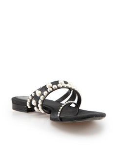 Chanel Black Faux Pearl Strappy Sandals Size IT 40.5