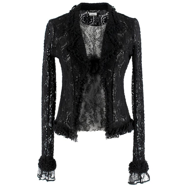 Chanel Black Fine Lace Vest Top and Cardigan 38 (FR) at 1stDibs