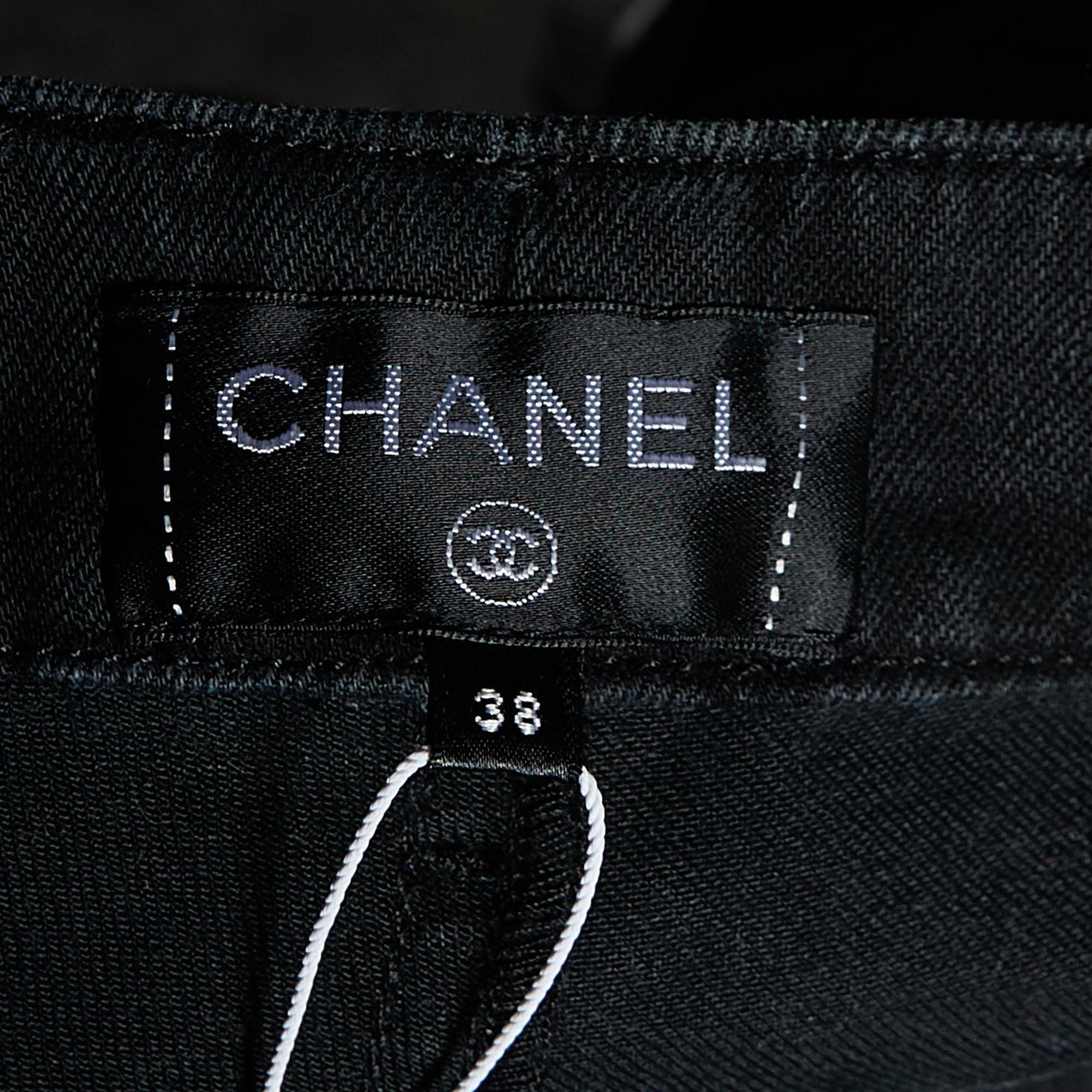 Chanel Black Flock Quilt Print Denim Slim Fit Jeans M/Waist 31