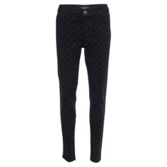 Chanel Black Flock Quilt Print Denim Slim Fit Jeans M/Waist 31"