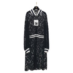 Chanel Black Floral Lace Zip-Up Dress