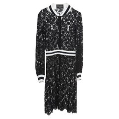 Chanel Black Floral Lace Zip-Up Dress S