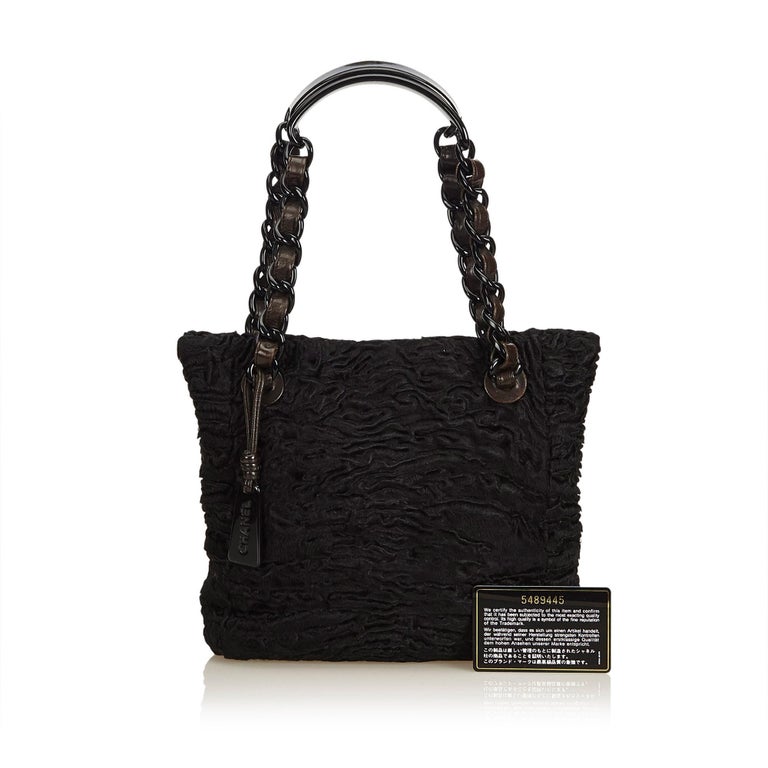 Chanel Black Fur Tote Bag For Sale at 1stDibs