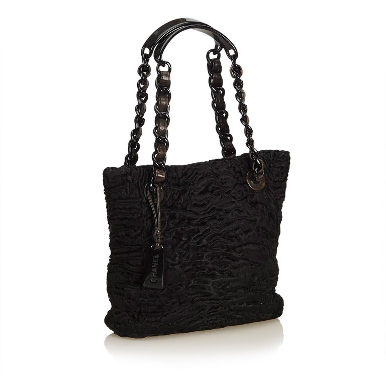 Chanel Black Fur Tote Bag For Sale at 1stDibs