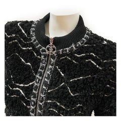 Chanel Black Fuzzy Alpaca Zip-Up Jacket FW2019