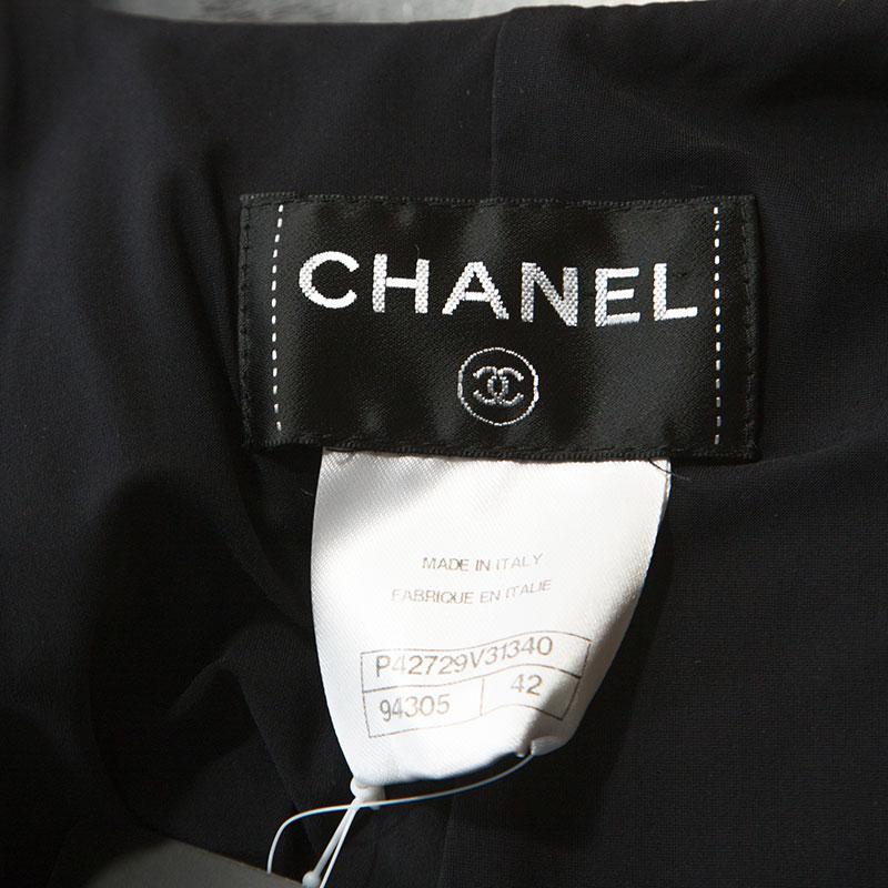 Chanel Black Geometric Patterned Ruched Detail Mini Dress L 1