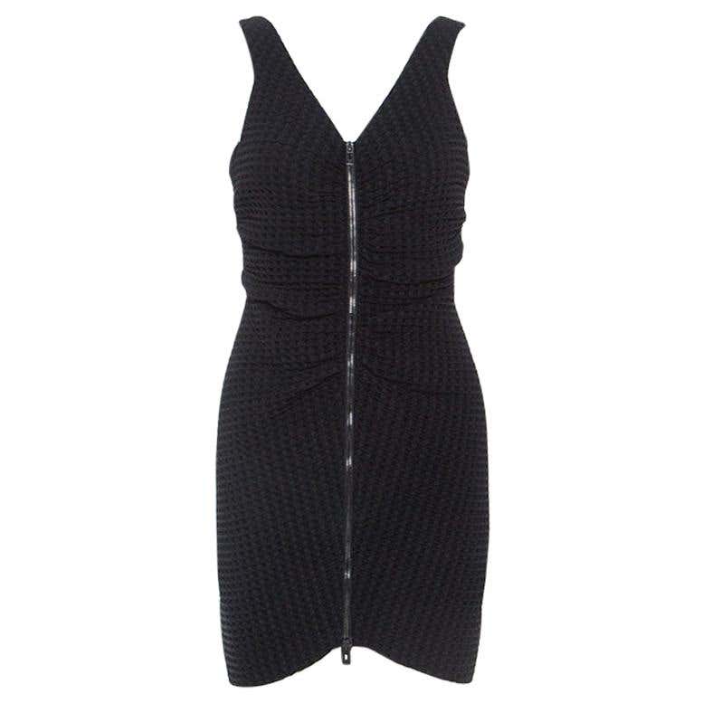 Chanel Black Geometric Patterned Ruched Detail Mini Dress L at 1stDibs ...