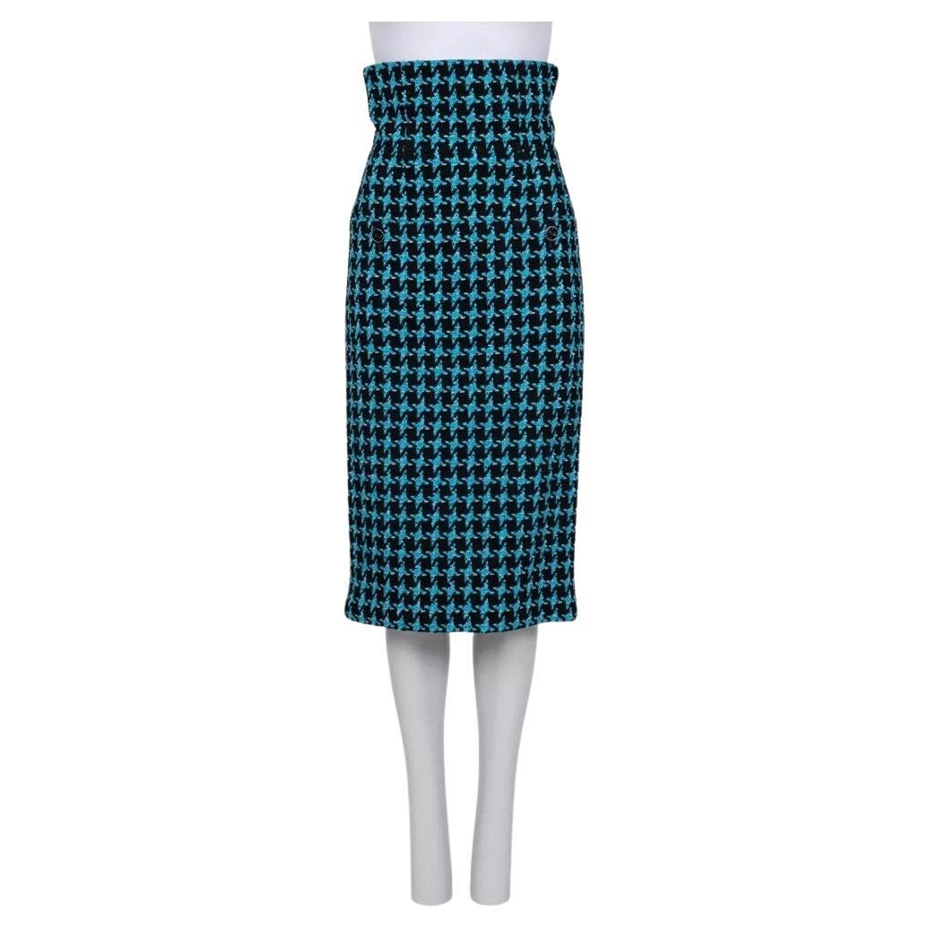 Chanel Jupe en laine géométrique noire - Taille EU36/XS en vente