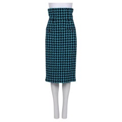 Chanel Jupe en laine géométrique noire - Taille EU36/XS