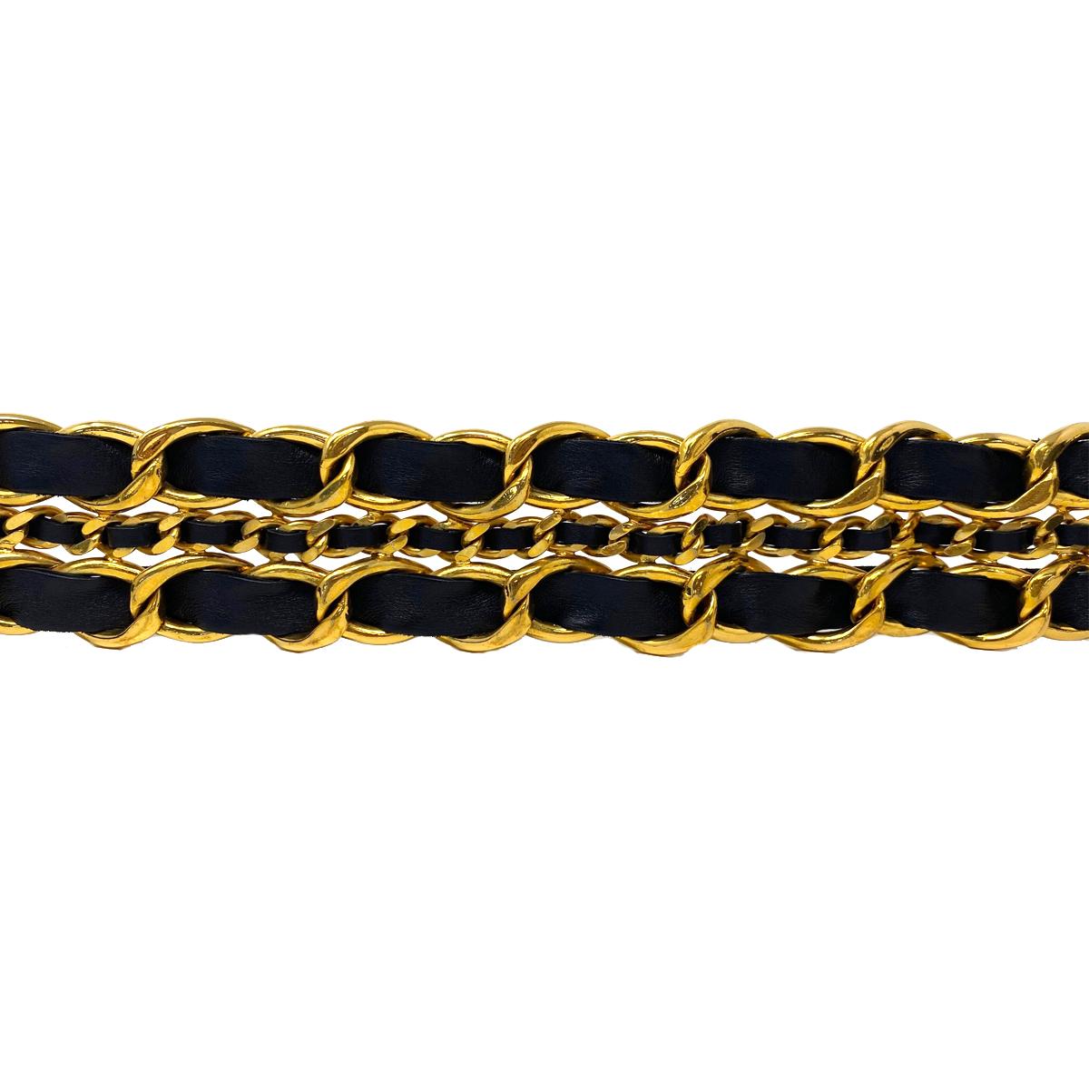 Chanel Black GHW Multi-Chain Lambskin Leather Belt  2