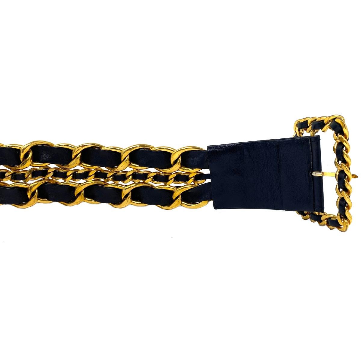 Chanel Black GHW Multi-Chain Lambskin Leather Belt  3