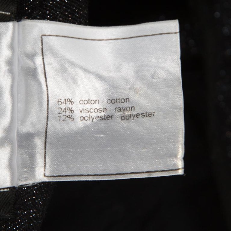 Chanel Black Glitter Denim Logo Button Detail Tapered Jeans M For Sale ...