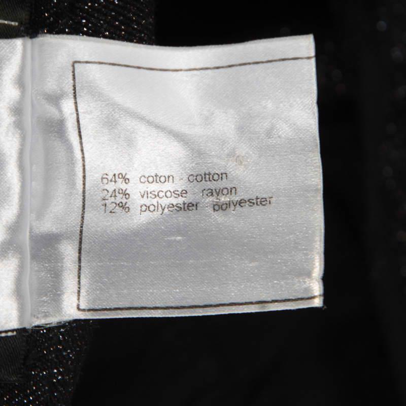 Chanel Black Glitter Denim Logo Button Detail Tapered Jeans M 1