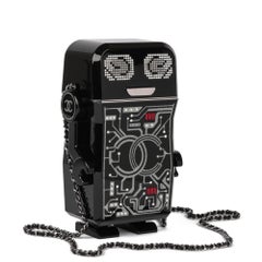 CHANEL Black Glitter Plexiglass Robot Minaudiere