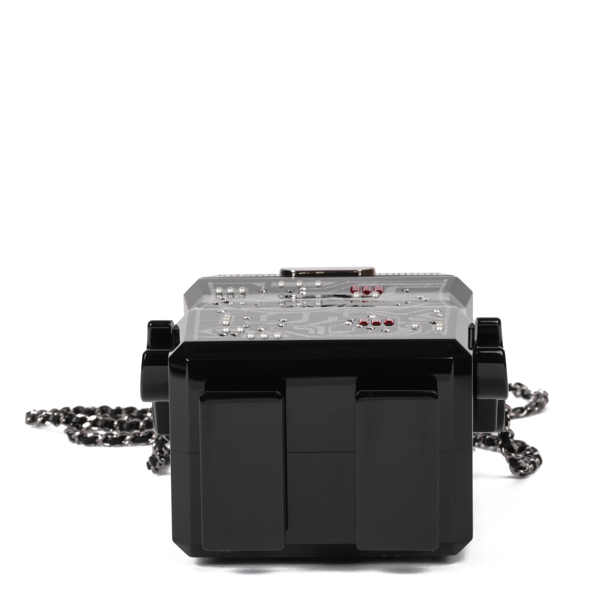 CHANEL Black Glitter Plexiglass Robot Minaudiere 1
