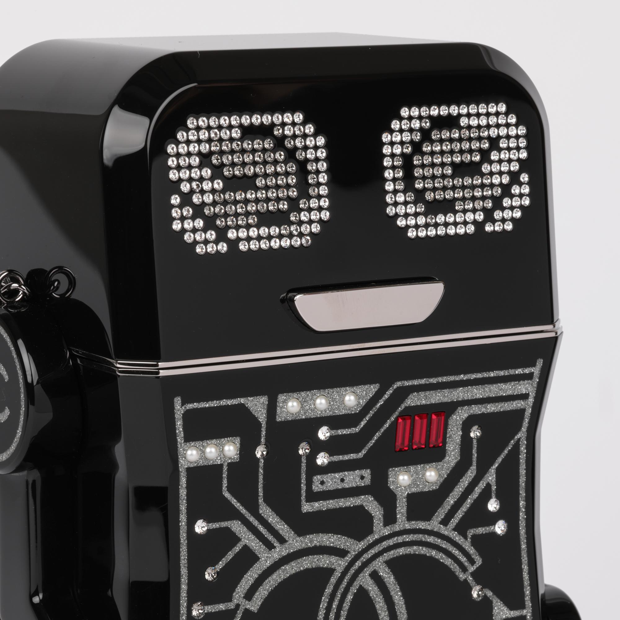 CHANEL Black Glitter Plexiglass Robot Minaudiere 2