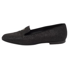 Chanel Black Glitters CC Smoking Slippers Size 38