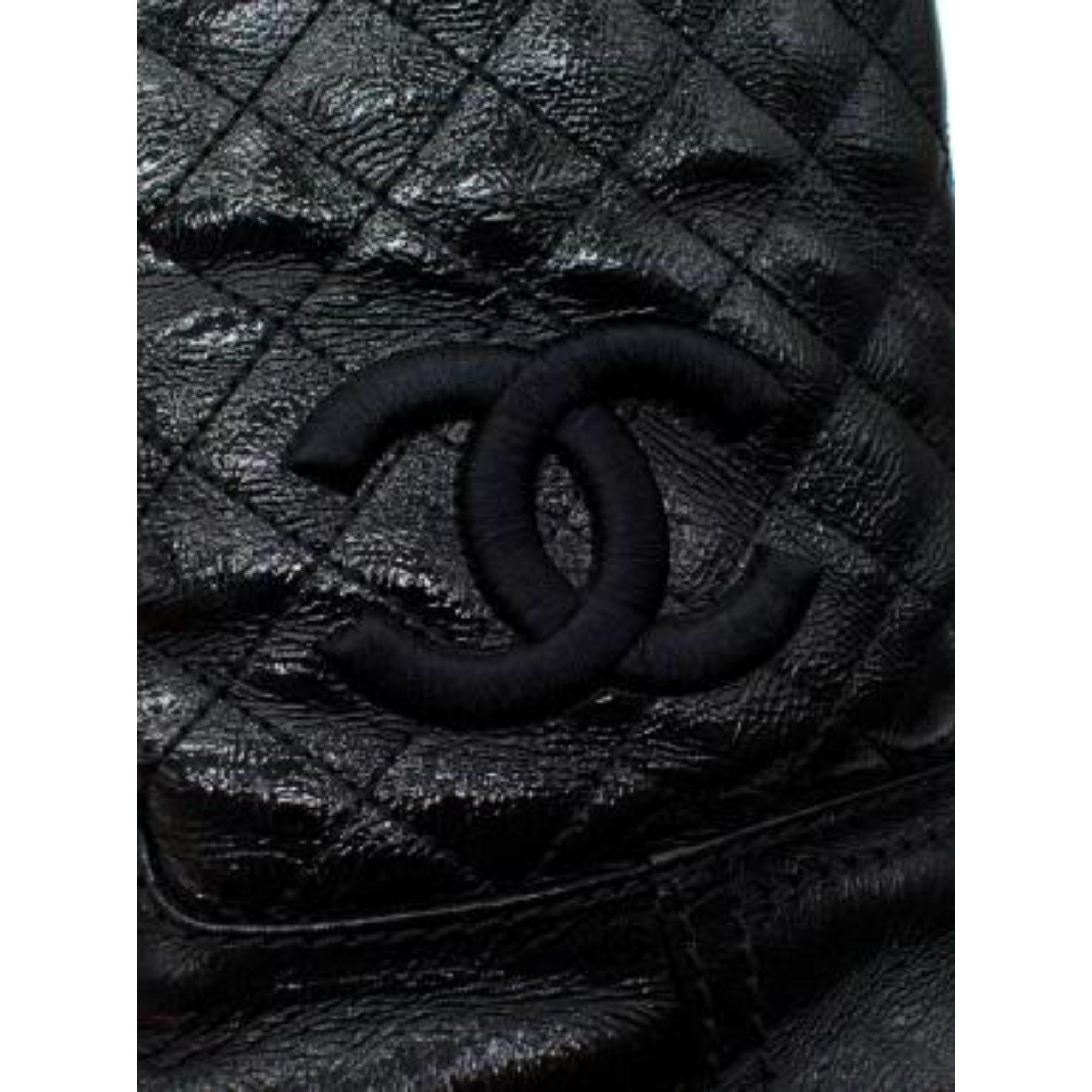 Chanel Black Glossy Quilted CC Boots For Sale 3