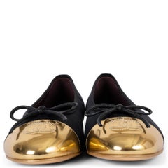 CHANEL black & gold 2022 22C DUBAI Ballet Flats Shoes 37 fit 36.5