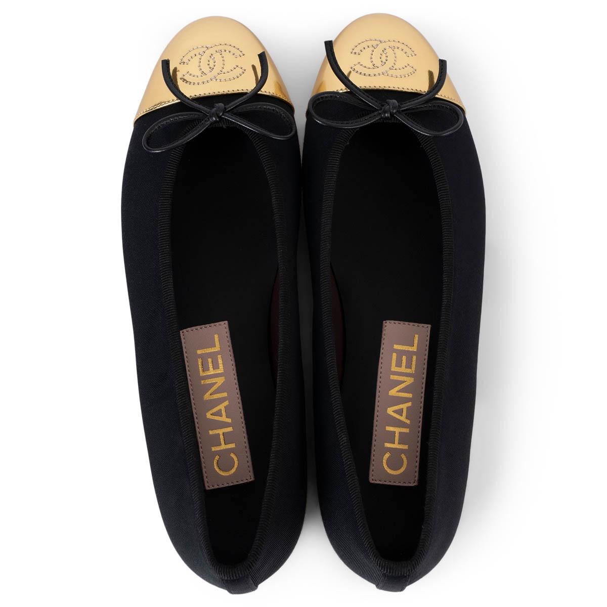 CHANEL black & gold 2022 22C DUBAI Ballet Flats Shoes 37 fit 36.5 For Sale 2