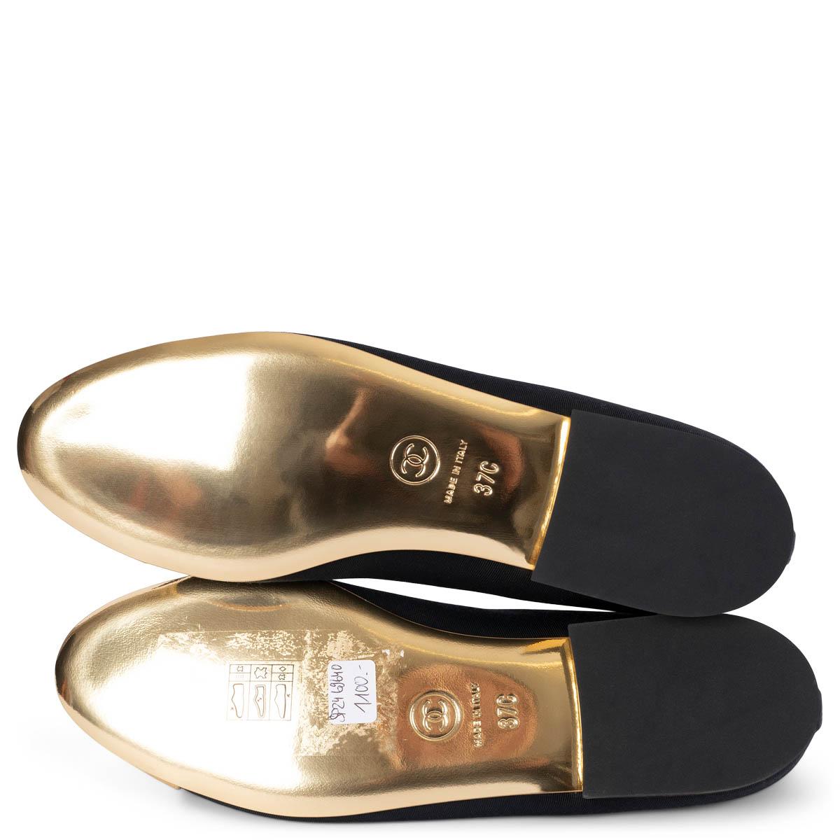 CHANEL black & gold 2022 22C DUBAI Ballet Flats Shoes 37 fit 36.5 For Sale 4
