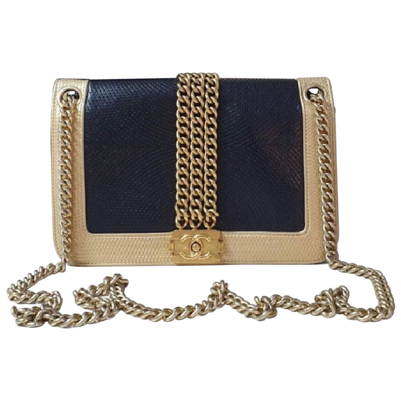 Chanel Black Gold Chain Boy Bag