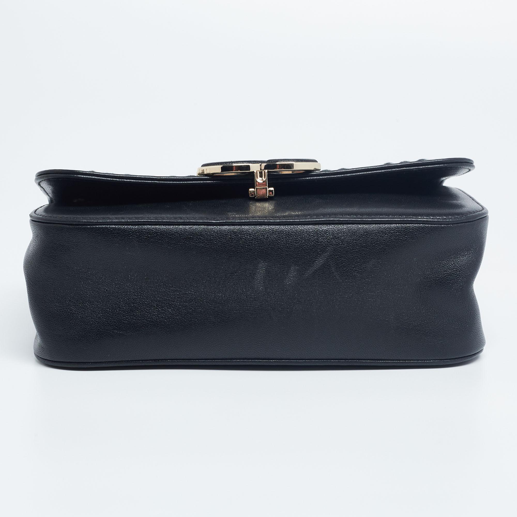 Chanel Black/Gold Chevron Leather CC Subtle Flap Bag 1