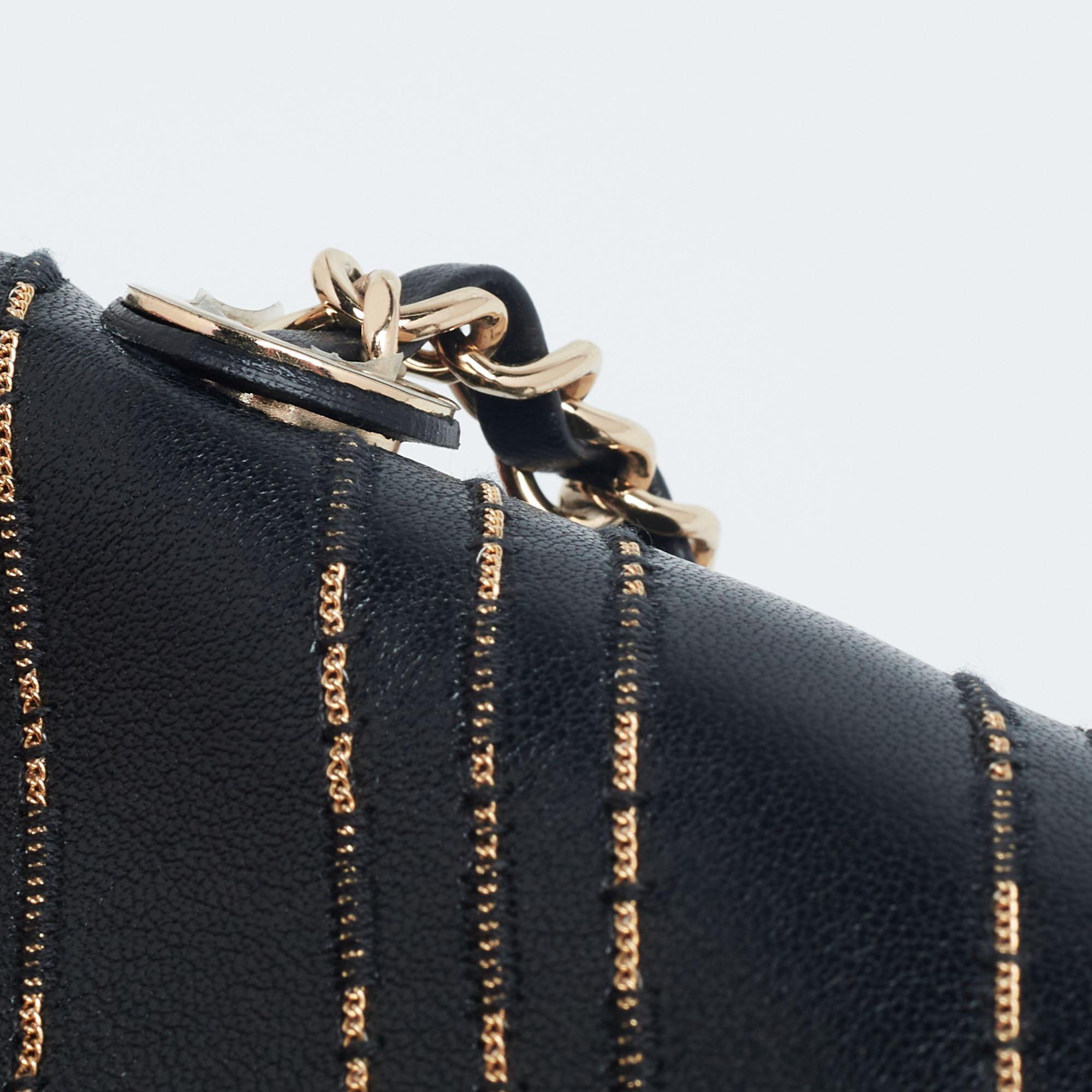 Chanel Black/Gold Chevron Leather CC Subtle Flap Bag 3