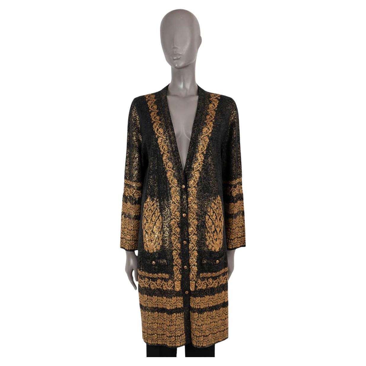 CHANEL black 
gold cotton 2010 10C VENICE LUREX JACQUARD KNIT Jacket M