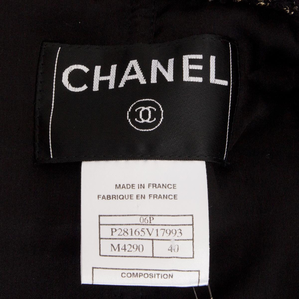 Chanel giacca nera e oro in cotone TWEED STUDDED BELTED 40 M. 1