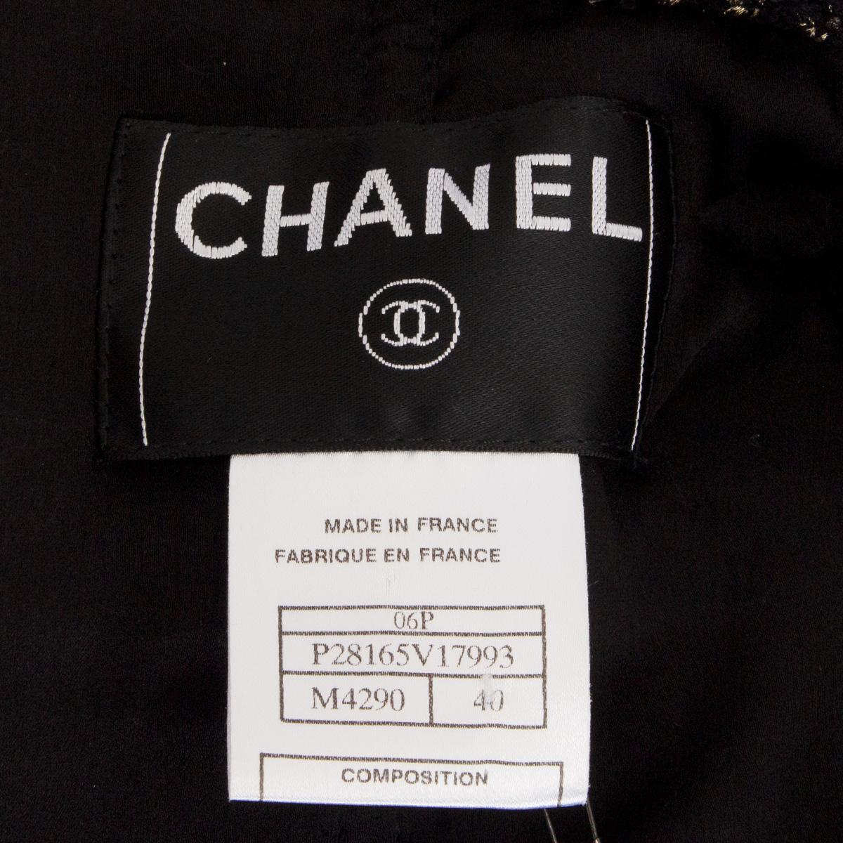 CHANEL black & gold cotton TWEED STUDDED BELTED Jacket 40 M 1