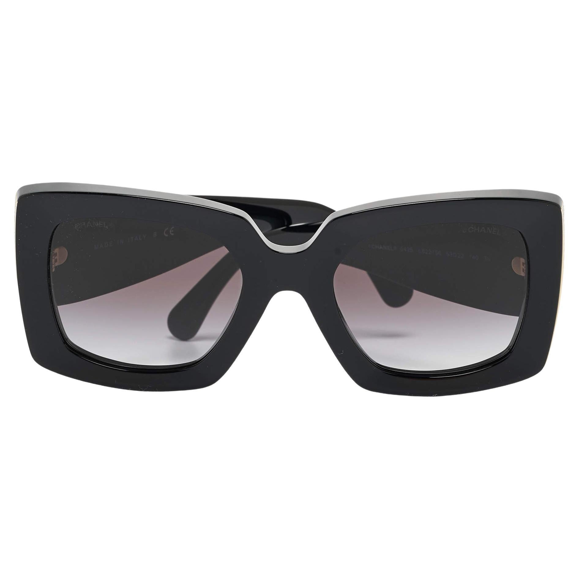 Chanel Black/Gold Gradient 5435 CC Metal Rectangular Sunglasses