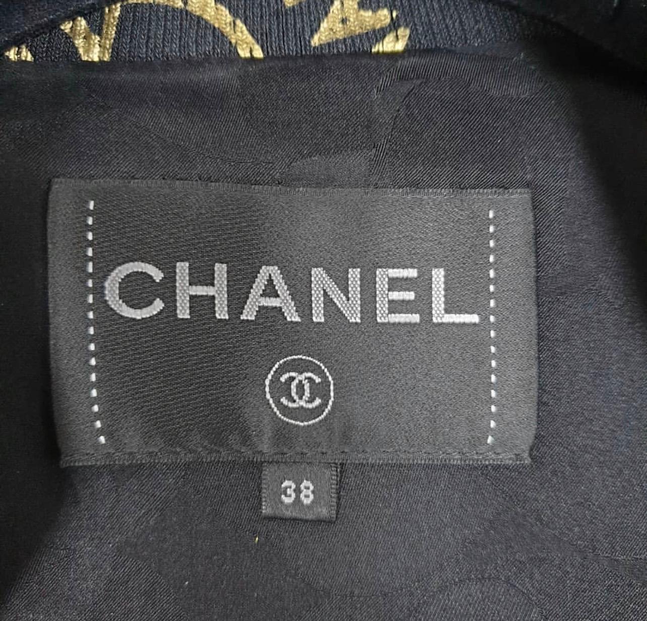 Chanel Black Gold Grafiti Leather Jacket In Excellent Condition In Krakow, PL
