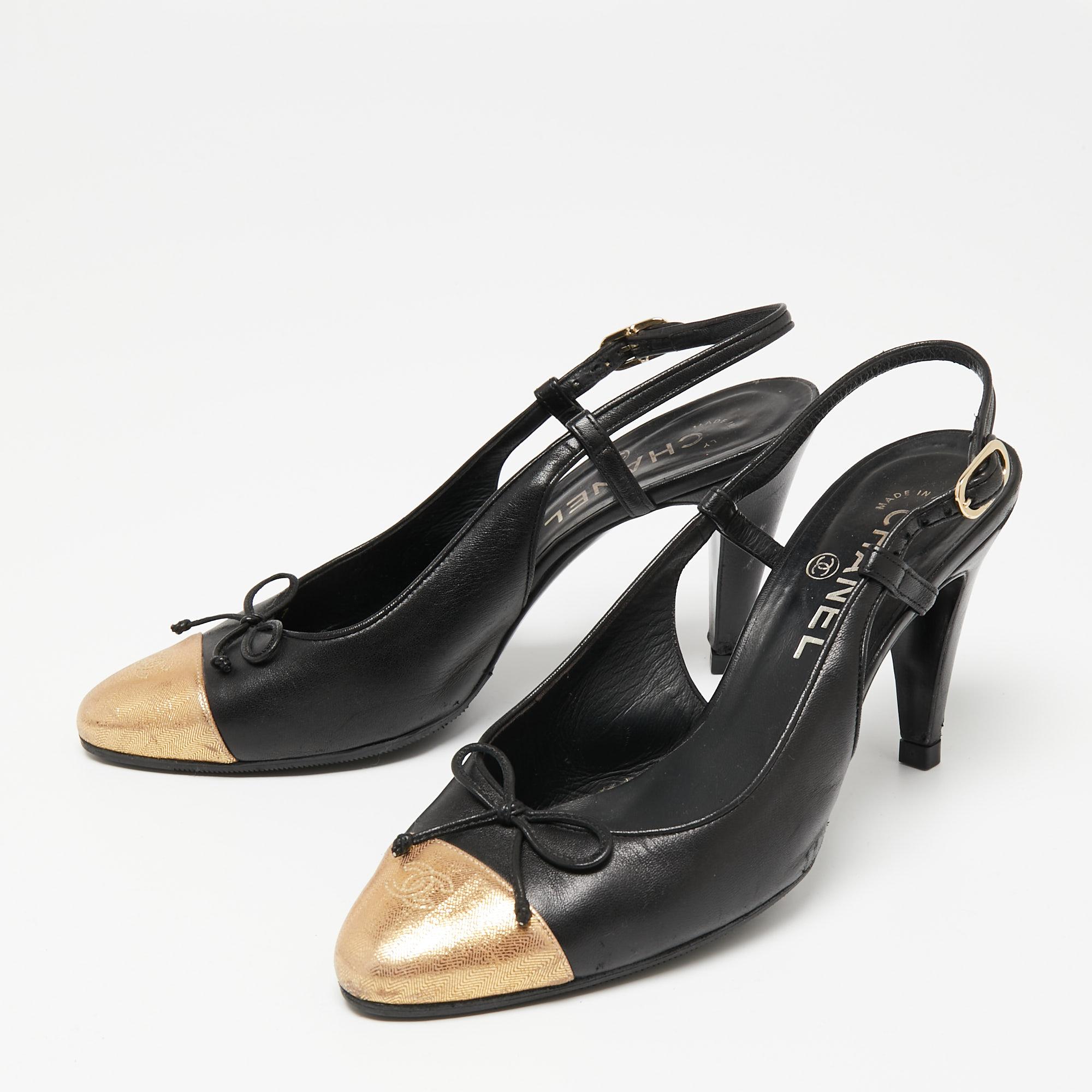 chanel slingback black