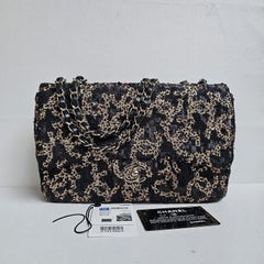 Chanel Black Gold Matte Sequin Medium Single Flap Bag