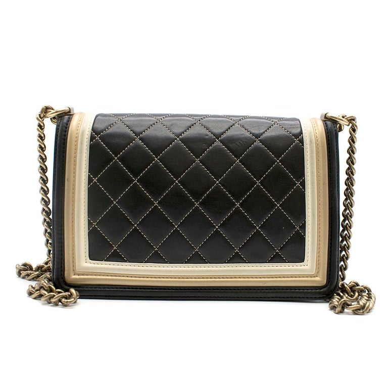 Chanel Black and Gold Medium Boy Bag 24cm at 1stDibs chanel